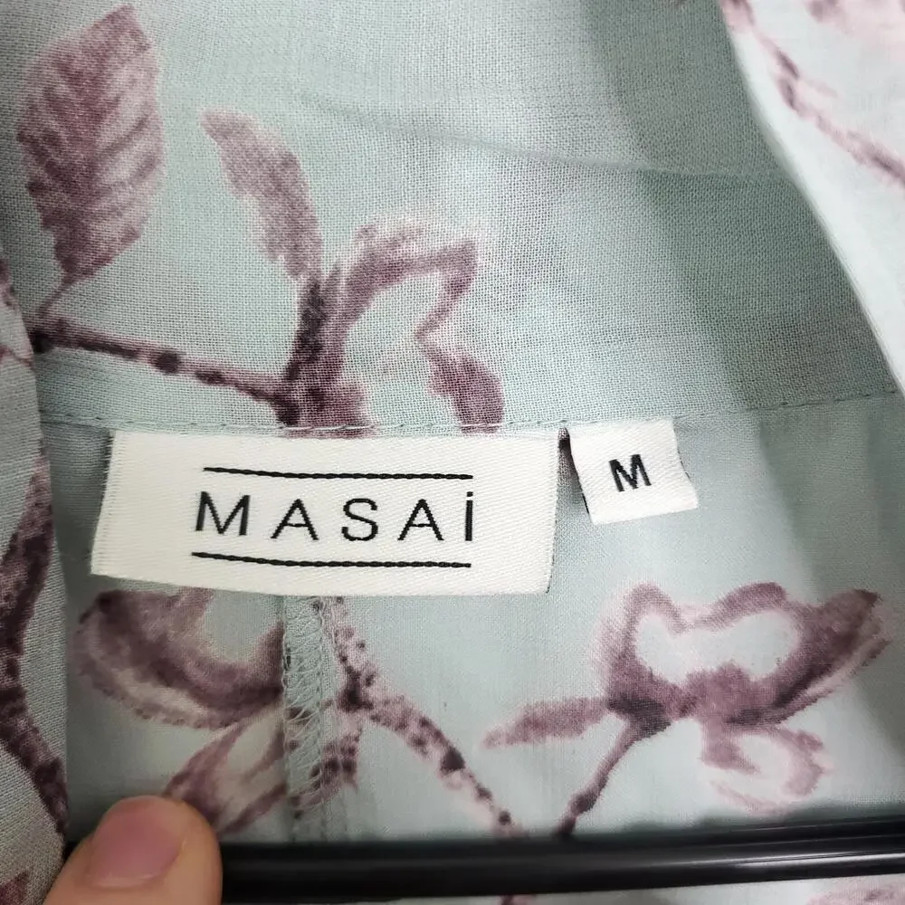 Masai Top Womens M Muted Colors Kimono Pockets Casual Open Front Longline